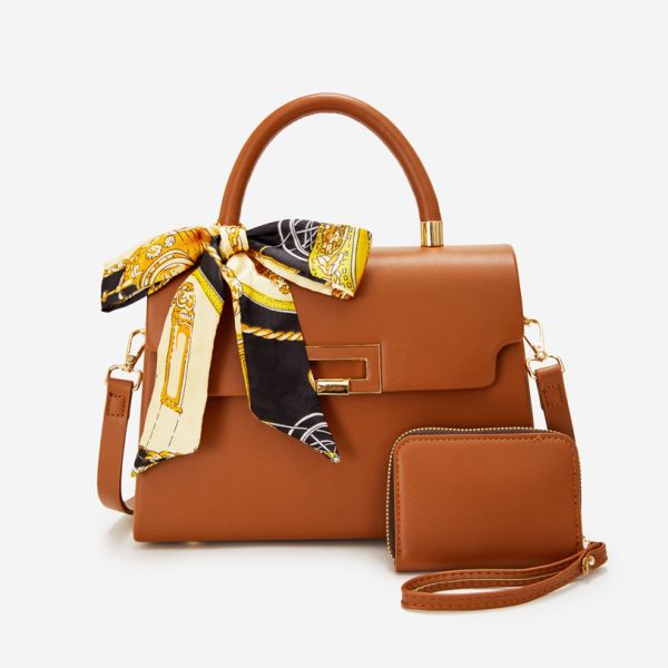 PU24904-S2 BR DESIGNER HANDBAG WITH WALLET