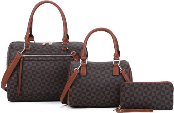 SJ2056-T3 BR 2 HANDBAGS WITH 1 WALLET