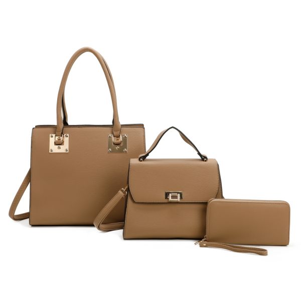 LF21168-T3 ST 3PC FASHION HANDBAG WITH WALLET