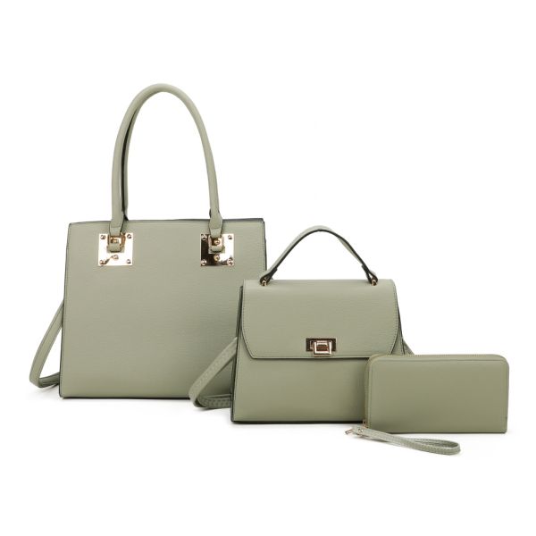 LF21168-T3 TQ 3PC FASHION HANDBAG WITH WALLET