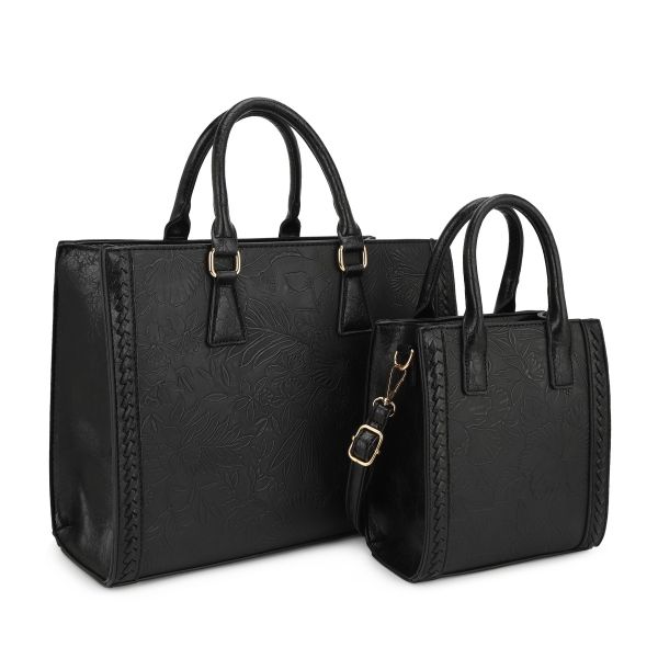 ZW-30998 BK EMBOOSED BAG 2PC SET