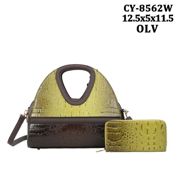CY-8562 OLV CROCO BAG WITH WALLET