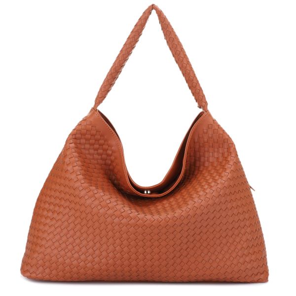 DJ85082 BR DESIGNER WOVEN HOBO BAG
