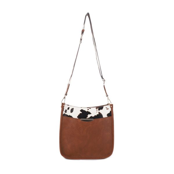 EE31259U BR/COW COW PRINT CROSBODY BAG