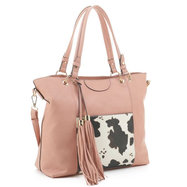 EJ91503C BH/COW COW PRINT SHOPPING TOTE 