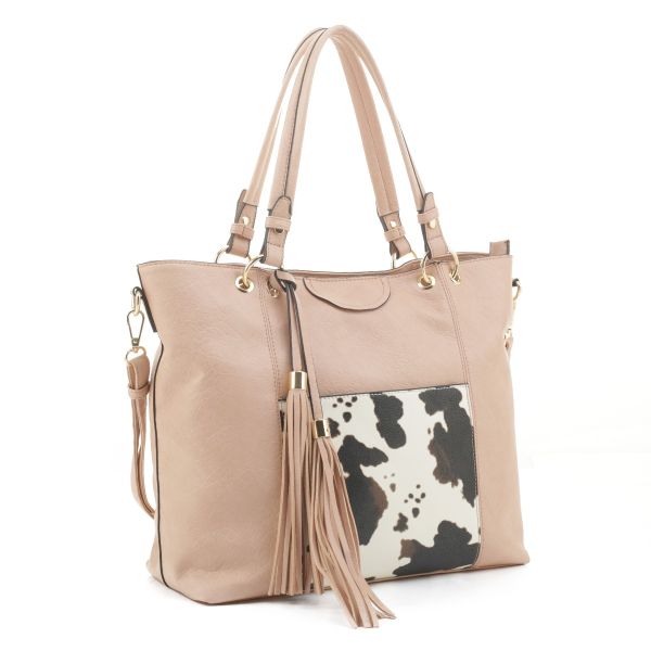EJ91503C ND/COW COW PRINT SHOPPING TOTE 