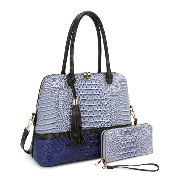 ES-3087B BL/RBL CROCO BAG WITH WALLET