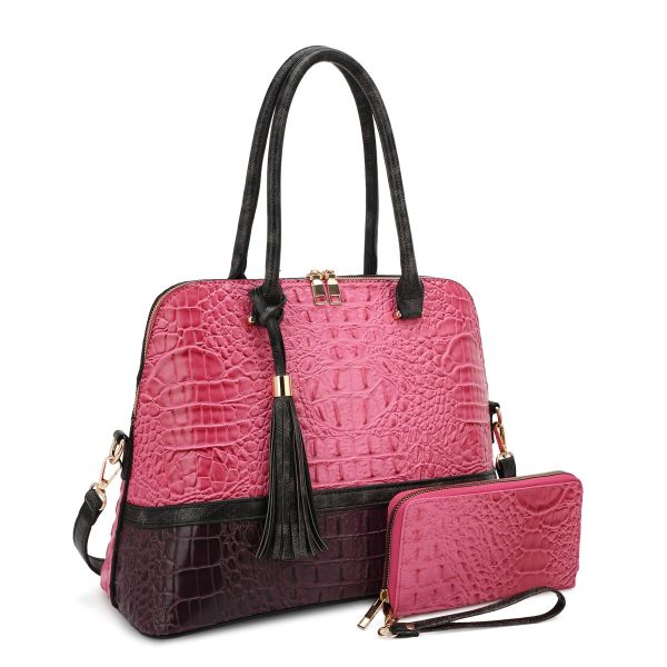 ES-3087B FU/PLM CROCO BAG WITH WALLET