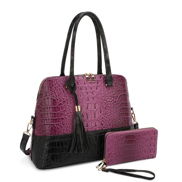 ES-3087B PP/BK CROCO BAG WITH WALLET