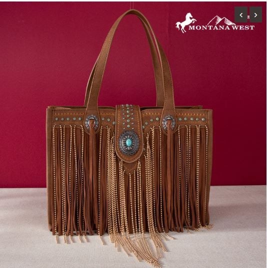 MWF1047G-8119 BR Montana West Fringe Collection Concealed Carry Tote