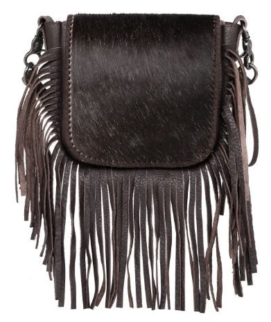 RLC-L161 CF Montana West Genuine Leather Hair-On Collection Fringe Crossbody