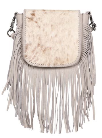 RLC-L161 TN Montana West Genuine Leather Hair-On Collection Fringe Crossbody