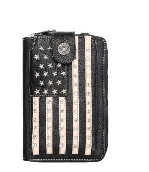 US04-183 BK Montana West Western American Pride Phone Case Crossbody Wallet