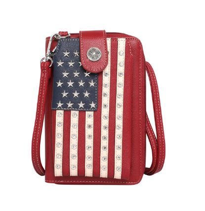 US04-183 RD Montana West Western American Pride Phone Case Crossbody Wallet
