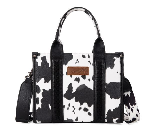 WG133-8120S BK Wrangler Cow Print Concealed Carry Tote/Crossbody