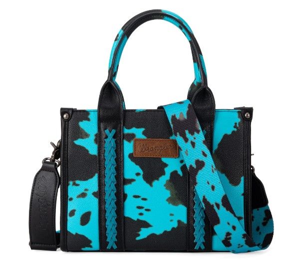 WG133-8120S BL Wrangler Cow Print Concealed Carry Tote/Crossbody