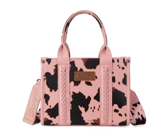 WG133-8120S PK Wrangler Cow Print Concealed Carry Tote/Crossbody