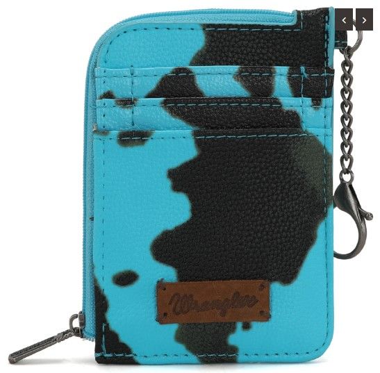 WG133-W005 BL Wrangler Cow Print Print Mini Zip Card