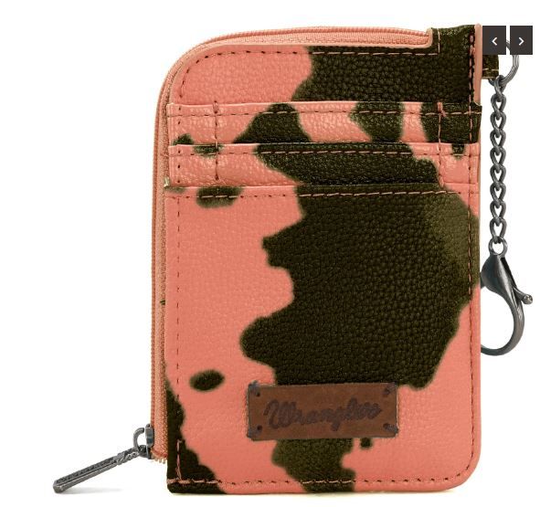 WG133-W005 PK Wrangler Cow Print Print Mini Zip Card
