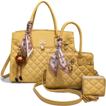 PU25501-T3 YL 2 HANDBAG WITH WALLET SETS