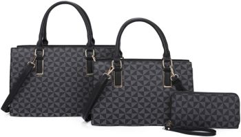 SJ21363-T3 BK 2HANDBAGS WITH 1 WALLET