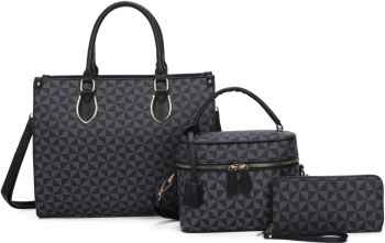 SJ2093-T3 BK 2HANDBAGS WITH 1WALLET SET