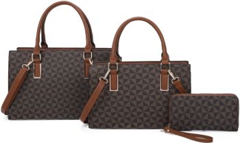 SJ21363-T3 BR 2HANDBAGS WITH 1 WALLET