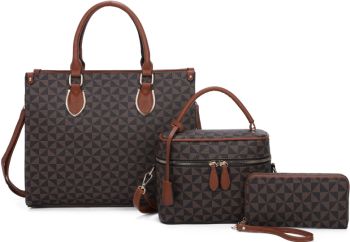 SJ2093-T3 BR 2HANDBAGS WITH 1WALLET SET