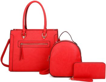 LF21022-T3 RD HANDBAG WITH BAGPACK AND WALLET