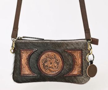A&A-990 BR  Montana West 100% Genuine Hair-On Cowhide Leather Crossbody
