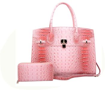 AC1096W PK Crocodile Padlock 2-in-1 Satchel