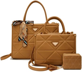 PU24806-T3 APRI DESIGNER 2 HANDBAG WITH 1WALLET SET