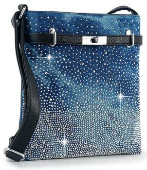 BAM-6043 BL BLING DENIM CROSS BODY BAG