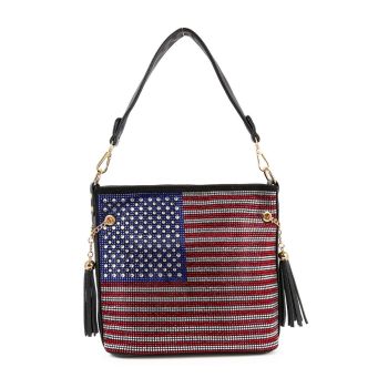 BAM-6044 BK BLING FLAG CROSS BODY BAG