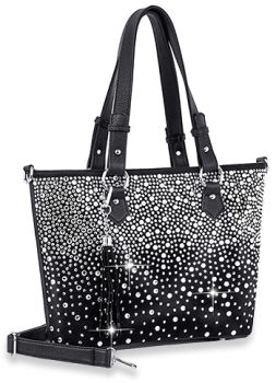 BHD-1396 BLK BLING STONE SHOPPING BAG