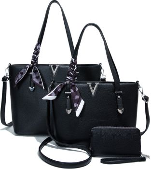 LF305-T3 BK 2 HANDBAG WITH WALLET SET