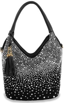 BLN-9060 BLK BLING HOBO BAG