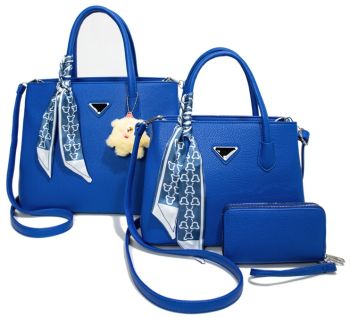 PU-21027-T3 BL 2 HANDBAGS WITH WALLET SET