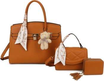 PU24126-T3 BR 2HANDBAG WITH WALLET SET