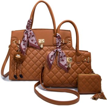 PU25501-T3 BR 2 HANDBAG WITH WALLET SETS