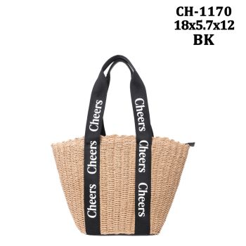 CH-1170 BK STREW TOTE SHOPPING BAG