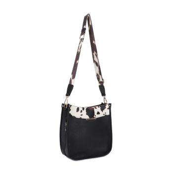 EE31259U BK/COW COW PRINT CROSBODY BAG