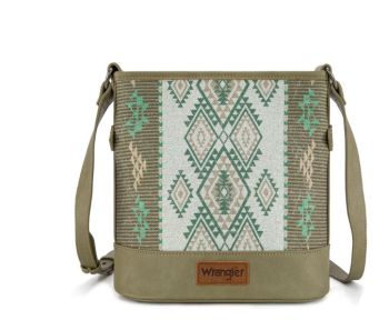 WG213-2003 GN Wrangler Aztec Distressed Print Dual Sided Print Concealed Carry Crossbody