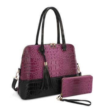 ES-3087B PP/BK CROCO BAG WITH WALLET