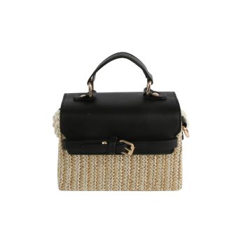 EWB070 BK STRAW CROSS BODY BAG