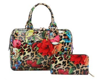JY-0296W GD FLOWER  SATCHEL WITH WALLET