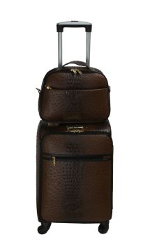 LGOT01-CF Fashion Faux Leather Ostrich 2 Piece Luggage Set