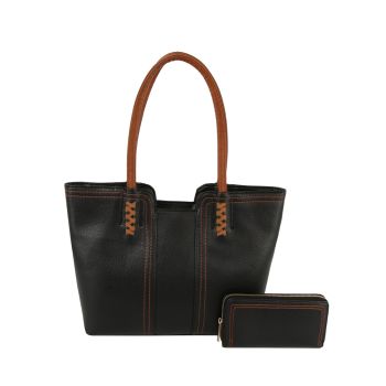 LHU522-1W-Z BK DESIGNER SHOPPING BAG WITH WALLET