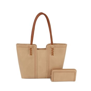 LHU522-1W-Z BR DESIGNER SHOPPING BAG WITH WALLET