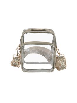LQ287-GY CLEAR FUAX VEGAN LEATHER WITH GUITAR STRAP